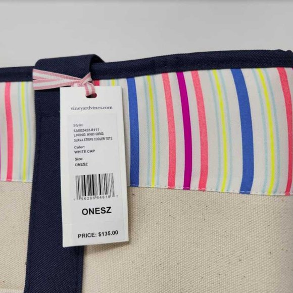 NEW VINEYARD VINES GUAVA STRIPE COOLER TOTE BAG - Picture 3 of 7